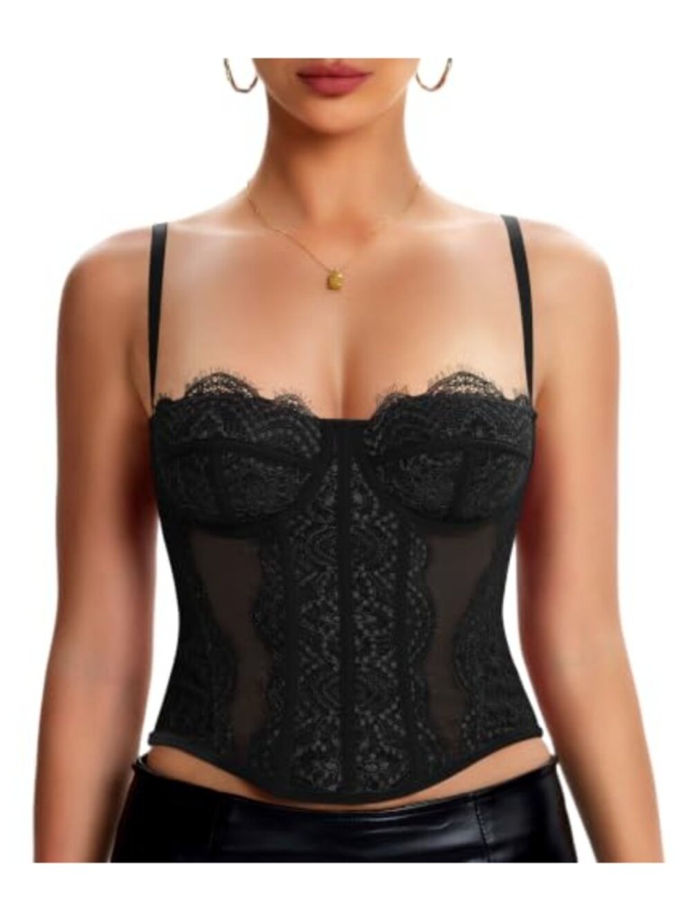 Werkiss Lace Corset Top for Women Sexy Bustier Shapewear Bra Cami